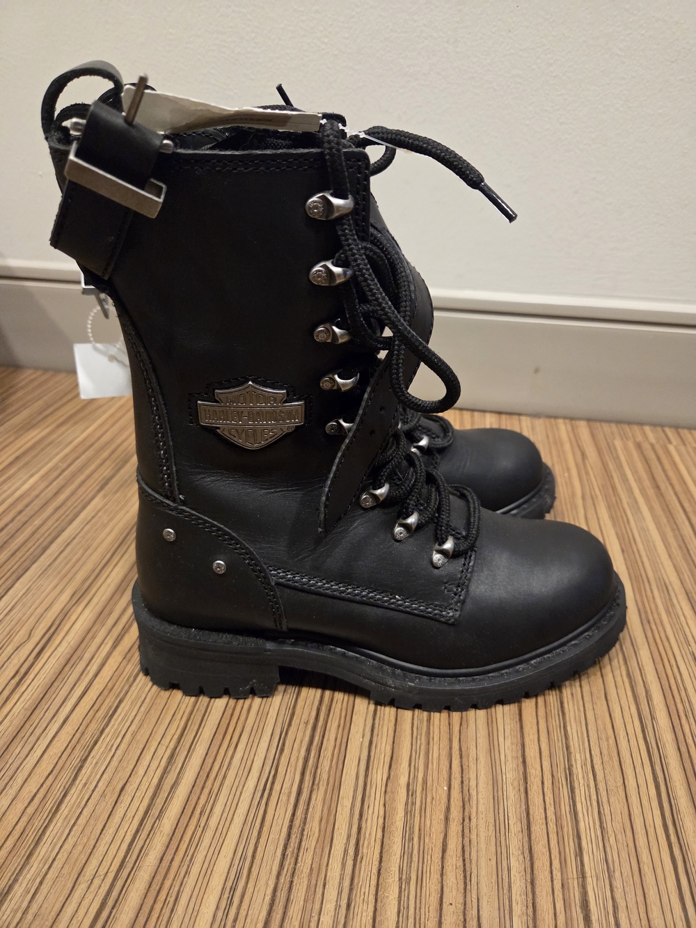 Harley-Davidson Black Lace-Up Combat Boots - Picture 3 of 6